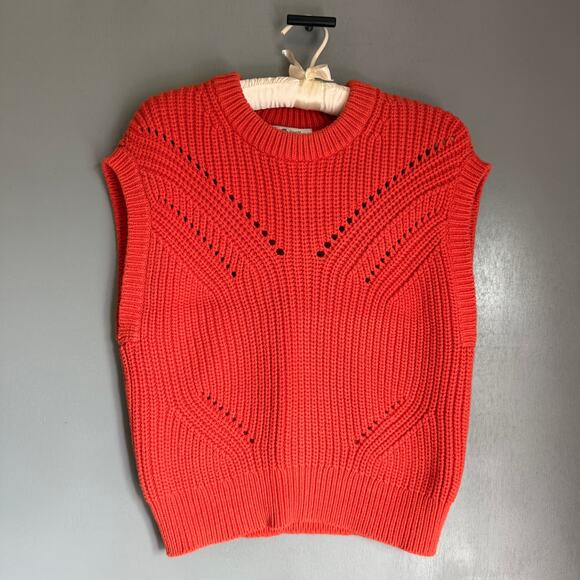 Madewell Sweaters - MADEWELL Women's Small Vibrant Orange Knit Sleeveless Sweater Vest Colorful Boho